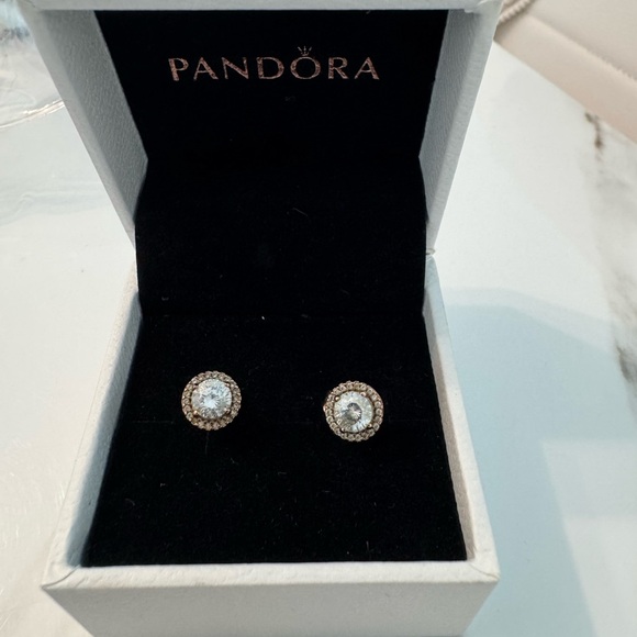 Pandora Gold and Silver Halo Earrings - Picture 1 of 5